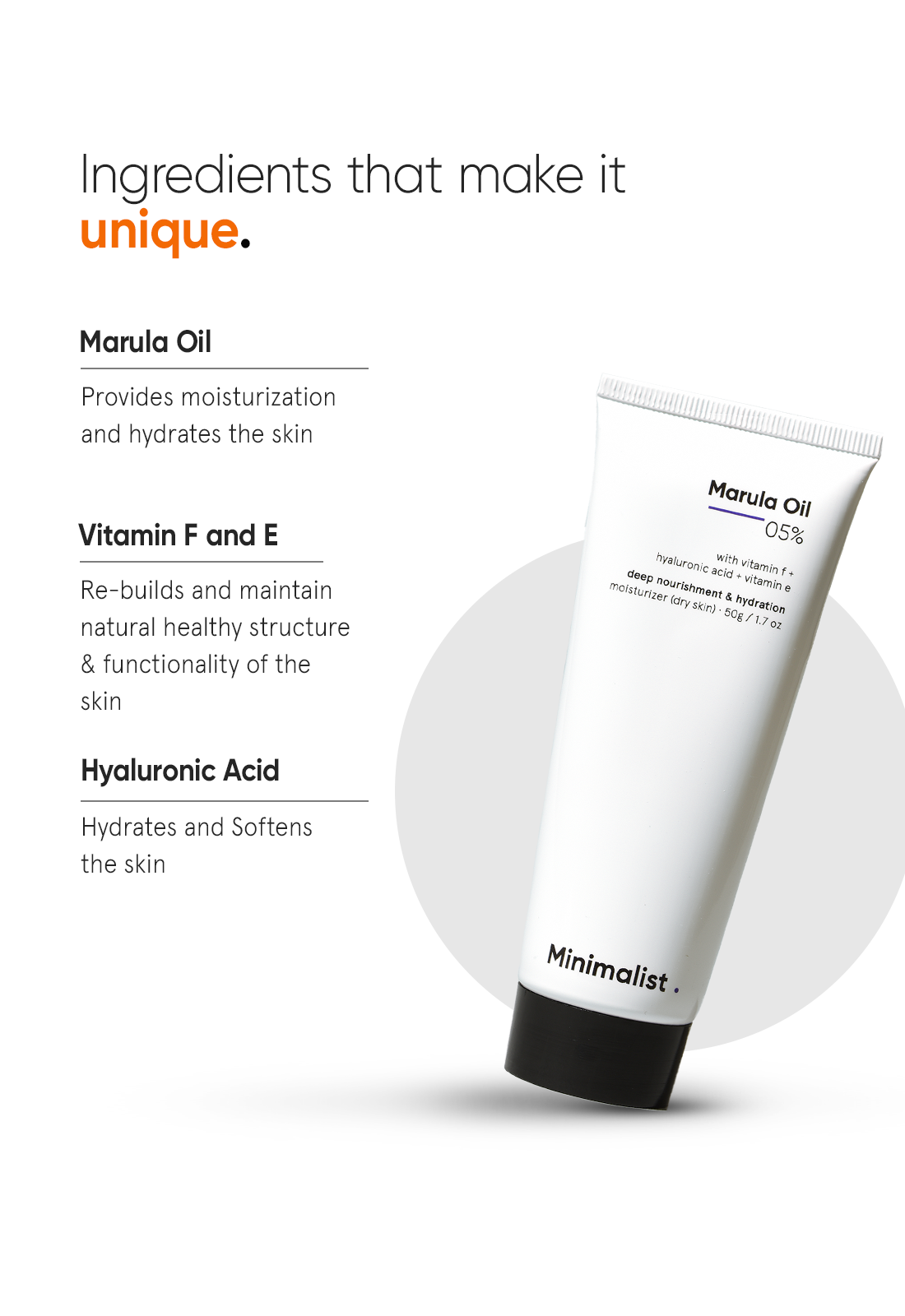 Minimalist 5% Marula Oil Face Moisturizer with Hyaluronic Acid, Vitamin F & E (50g) – photo 5
