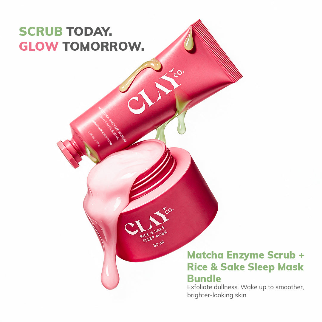 Matcha Enzyme Scrub (70g) + Rice & Sake Sleep Mask