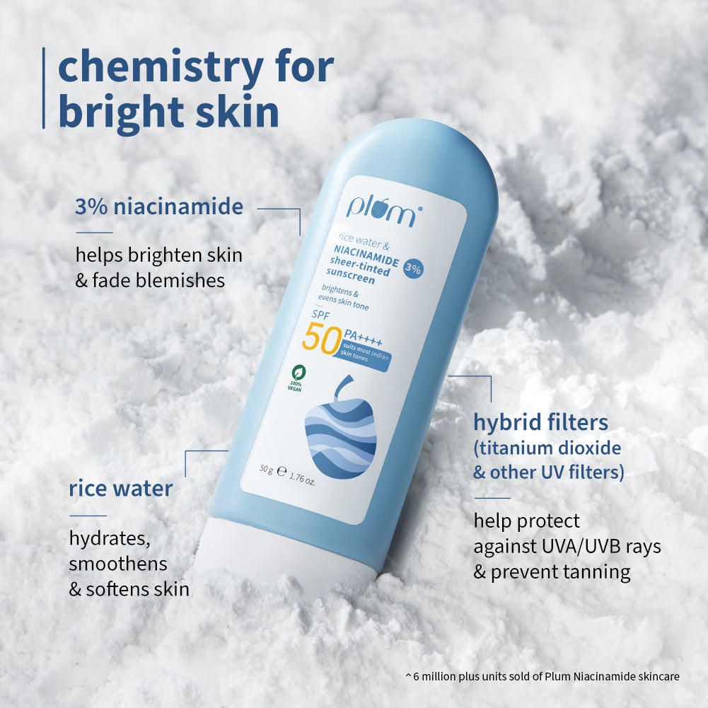 Plum 3% Niacinamide & Rice Water SPF 50 PA++++ Sheer-Tinted Sunscreen (50g) – photo 3