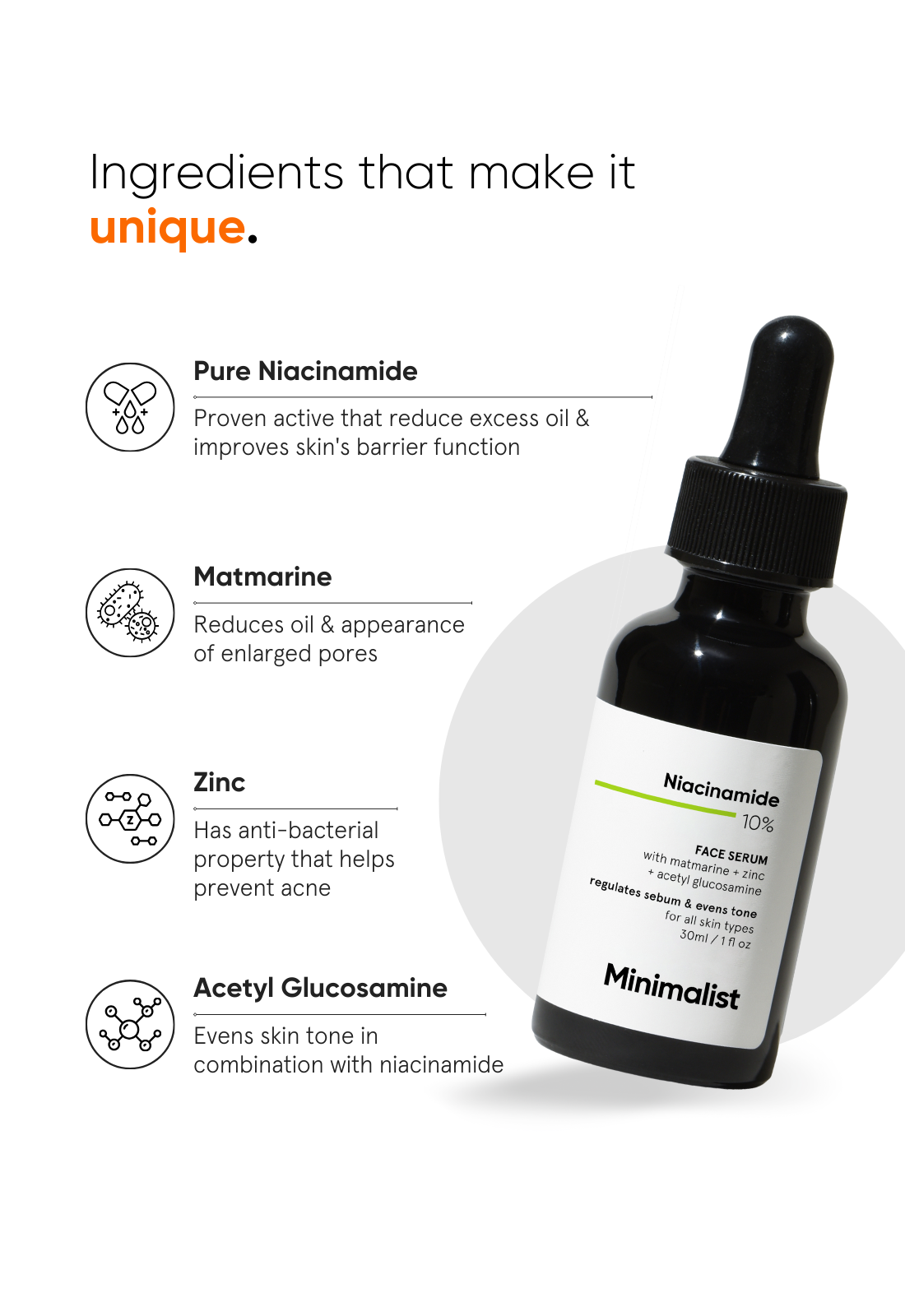 Minimalist 10% Niacinamide Face Serum (with Matmarine + Zinc), 30ml – photo 5