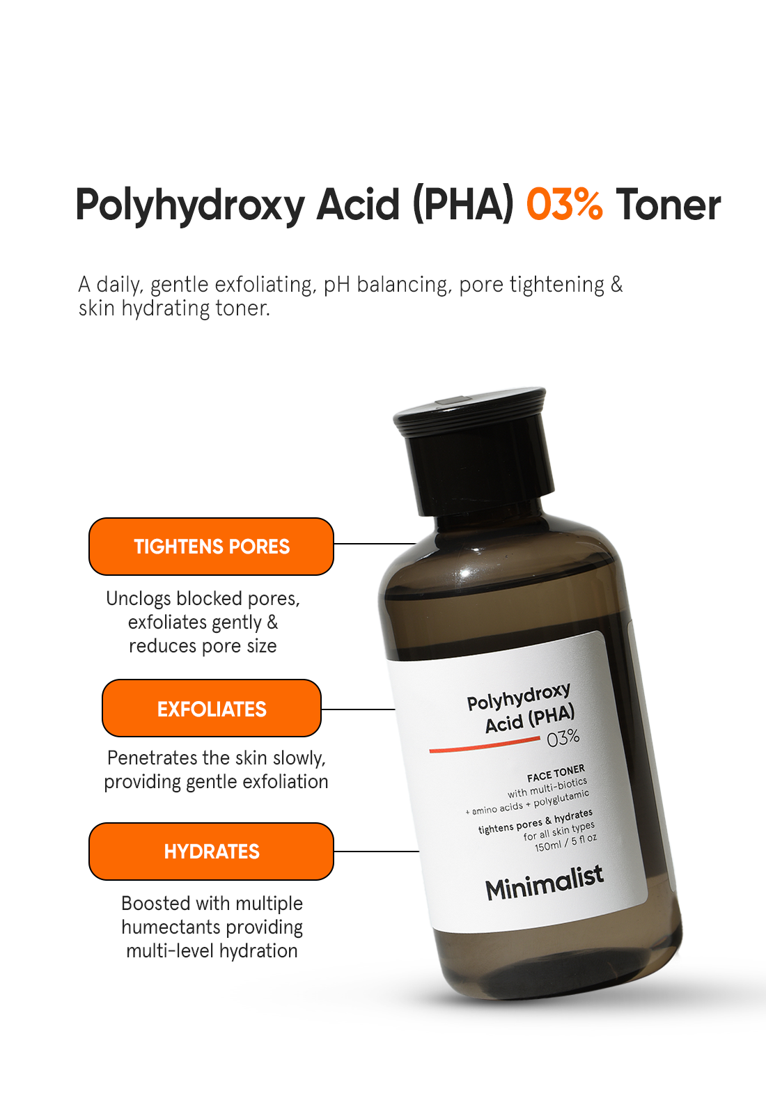 Minimalist PHA 3% + Biotic Face Toner (150ml) – photo 3