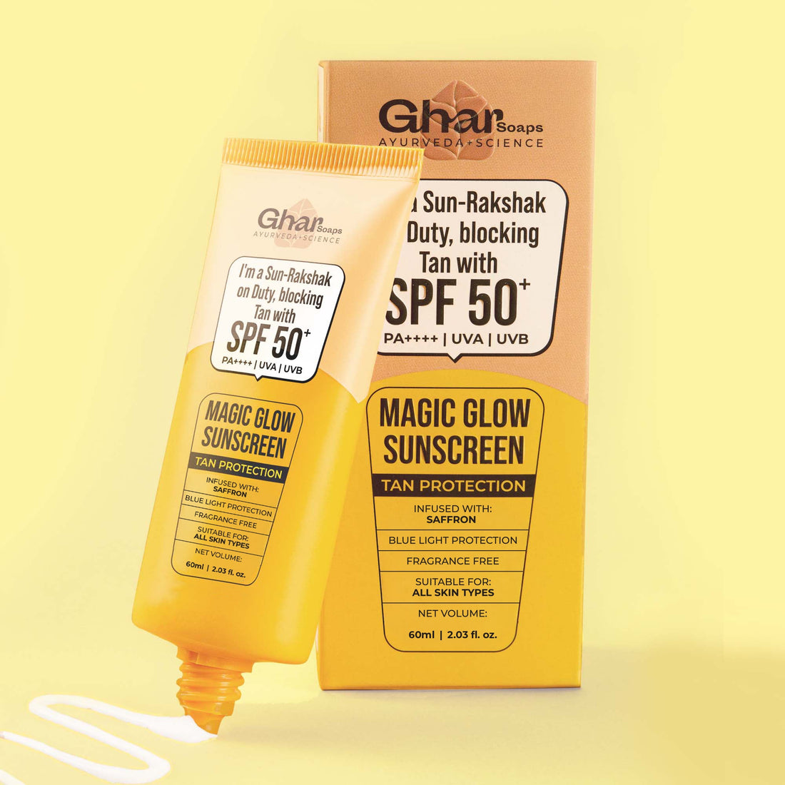 Ghar Soaps Magic Sunscreen with Saffron & Lactic Acid for De-Tan SPF 50+ PA++++ – photo 2