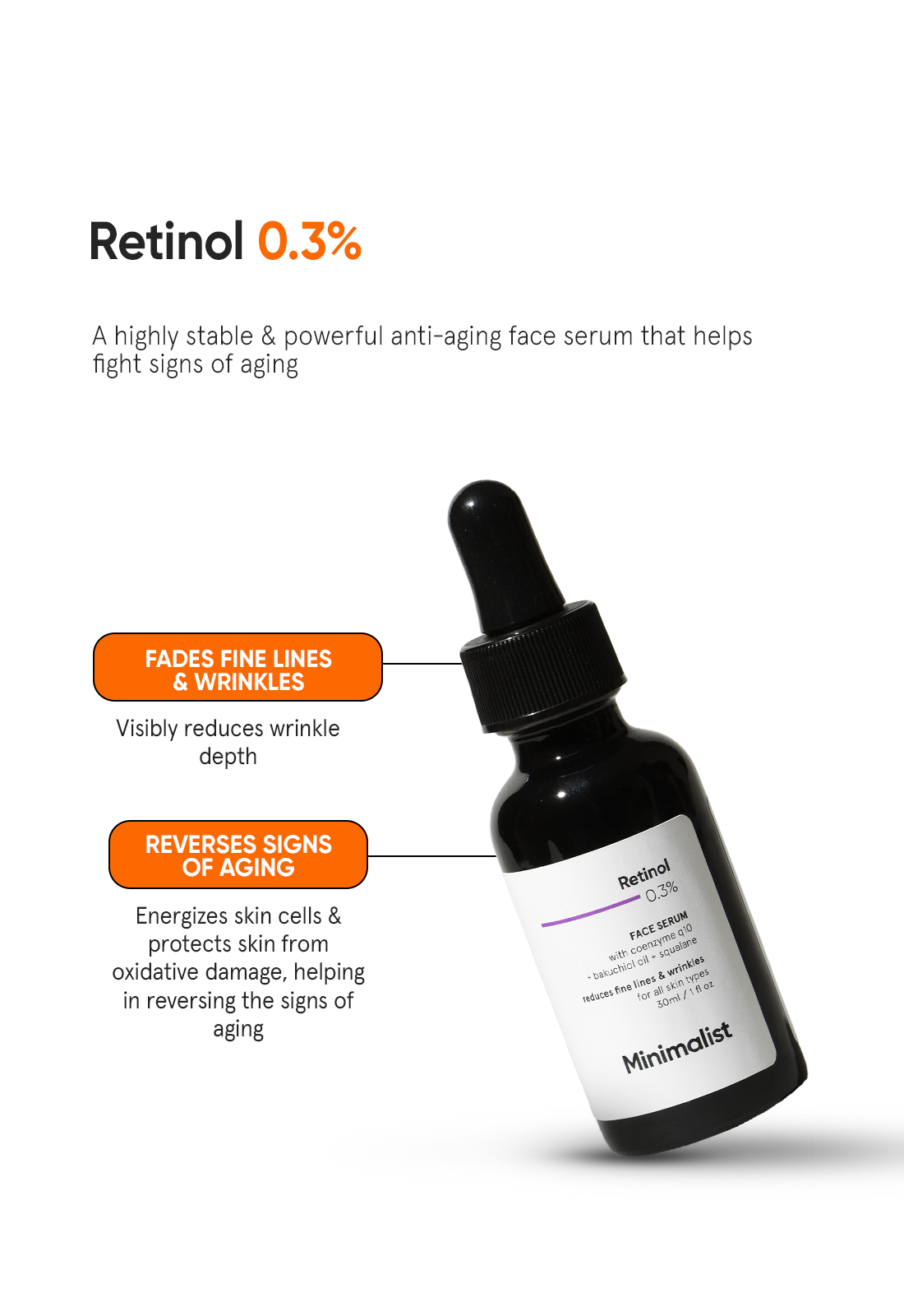 Minimalist Retinol 0.3% + Coenzyme Q10 Face Serum (30 ml) – photo 3