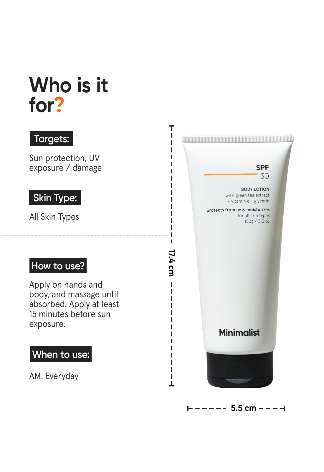 Minimalist SPF 30 Body Lotion (150g) – photo 4