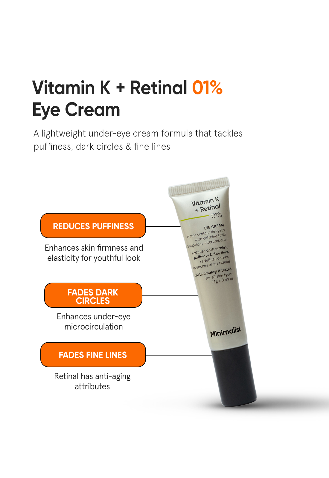 Minimalist Vitamin K + Retinal 01% Under Eye Cream With Caffeine 03% (14g) – photo 6