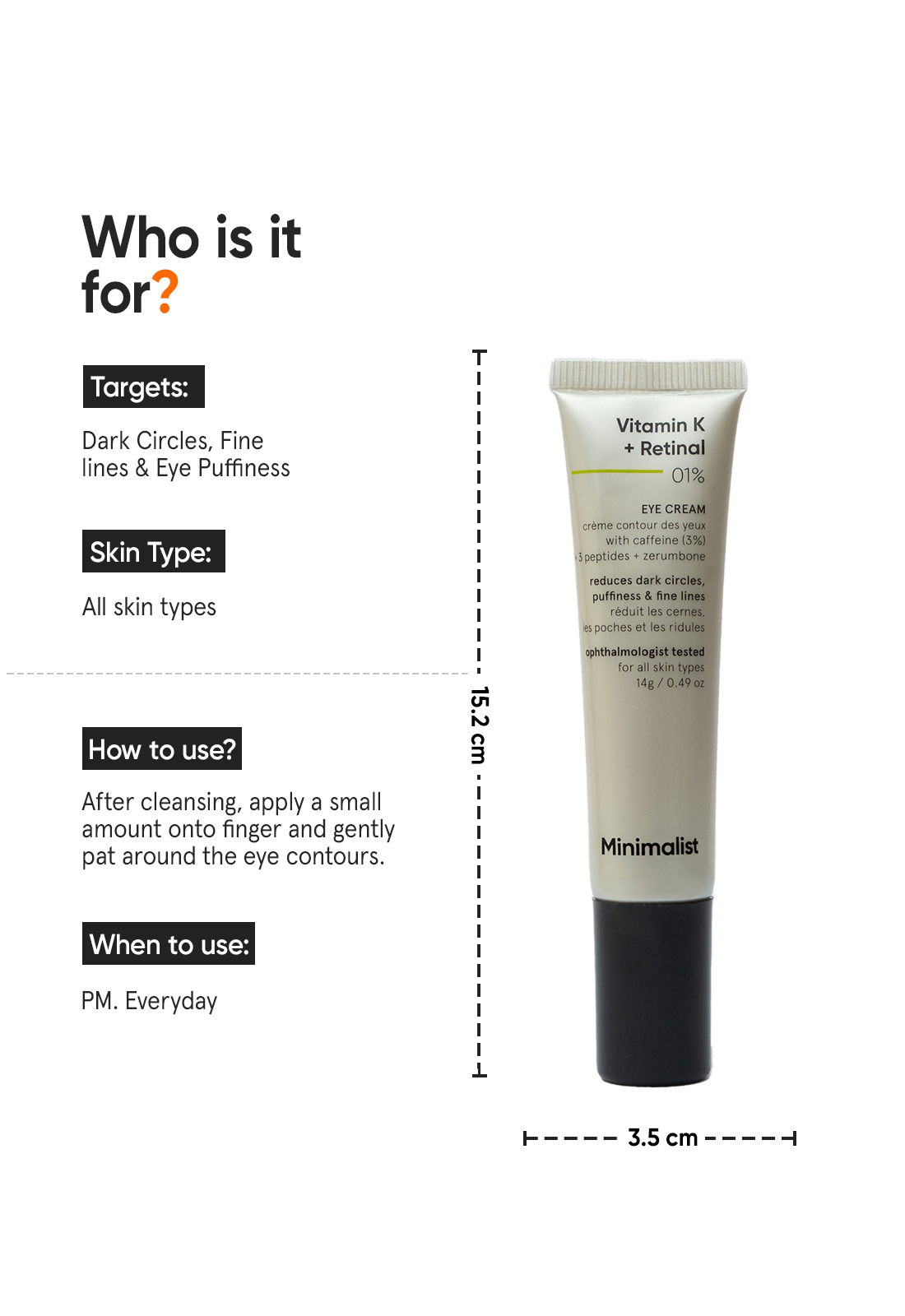 Minimalist Vitamin K + Retinal 01% Under Eye Cream With Caffeine 03% (14g) – photo 4