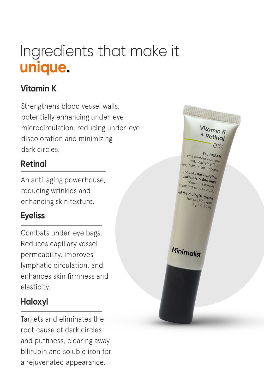 Minimalist Vitamin K + Retinal 01% Under Eye Cream With Caffeine 03% (14g) – photo 5