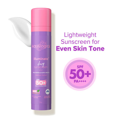 Aqualogica Illuminate+ Dewy Sunscreen SPF 50+ PA++++ with Wild Berries & Alpha Arbutin