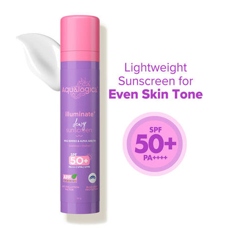 Aqualogica Illuminate+ Dewy Sunscreen SPF 50+ PA++++ with Wild Berries & Alpha Arbutin