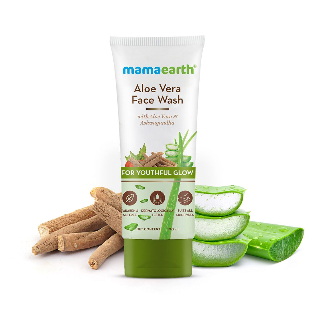Mamaearth Aloe Vera Face Wash with Aloe Vera & Ashwagandha for a Youthful Glow (100ml) – photo 1