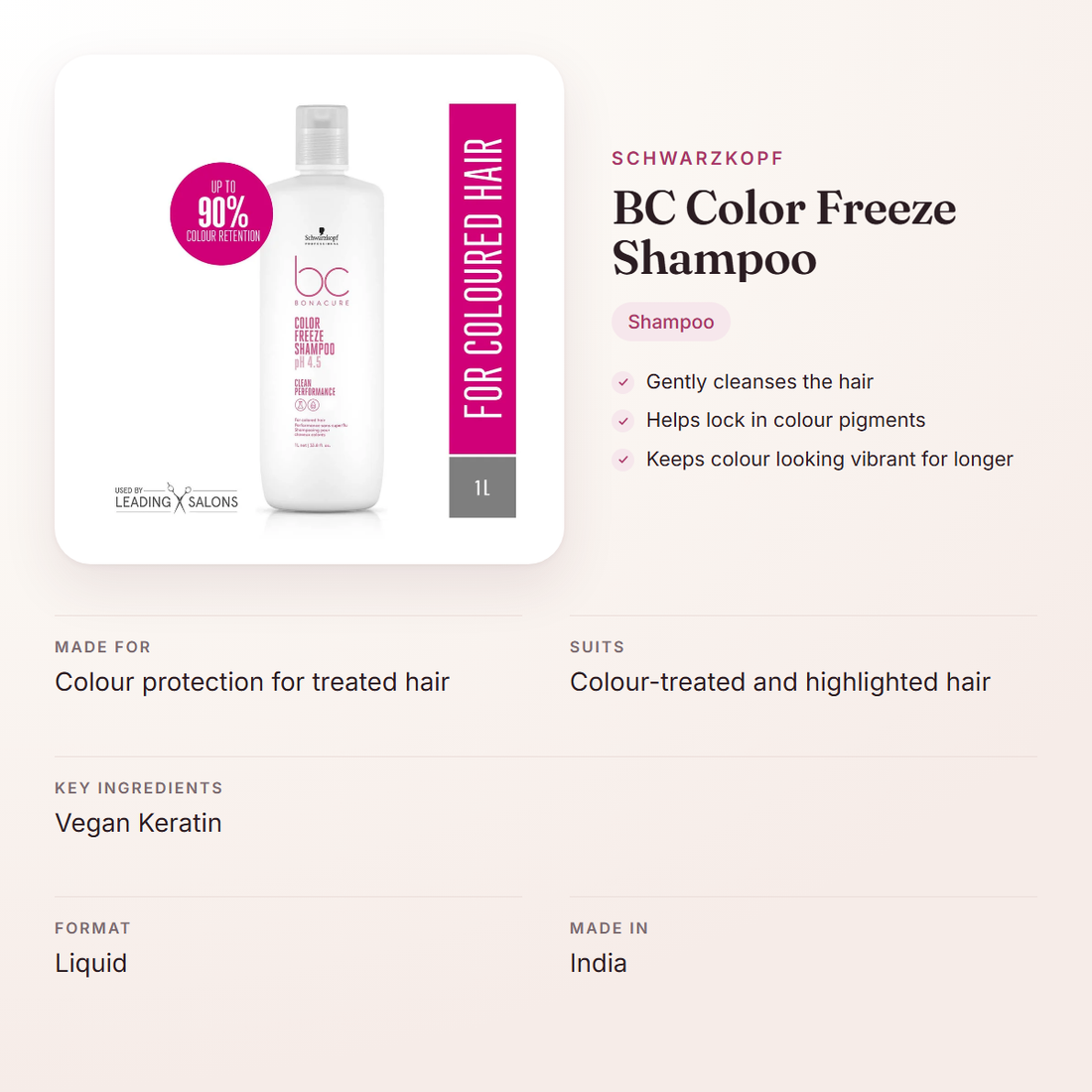 Schwarzkopf BC Color Freeze Shampoo – at a glance: what it is for, who it suits and key ingredients
