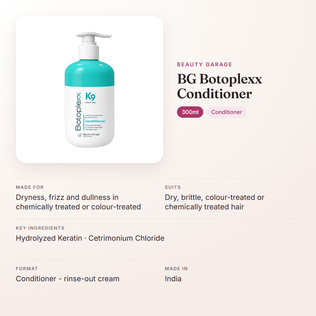 Beauty Garage BG Botoplexx Conditioner (300ml) – at a glance: what it is for, who it suits and key ingredients
