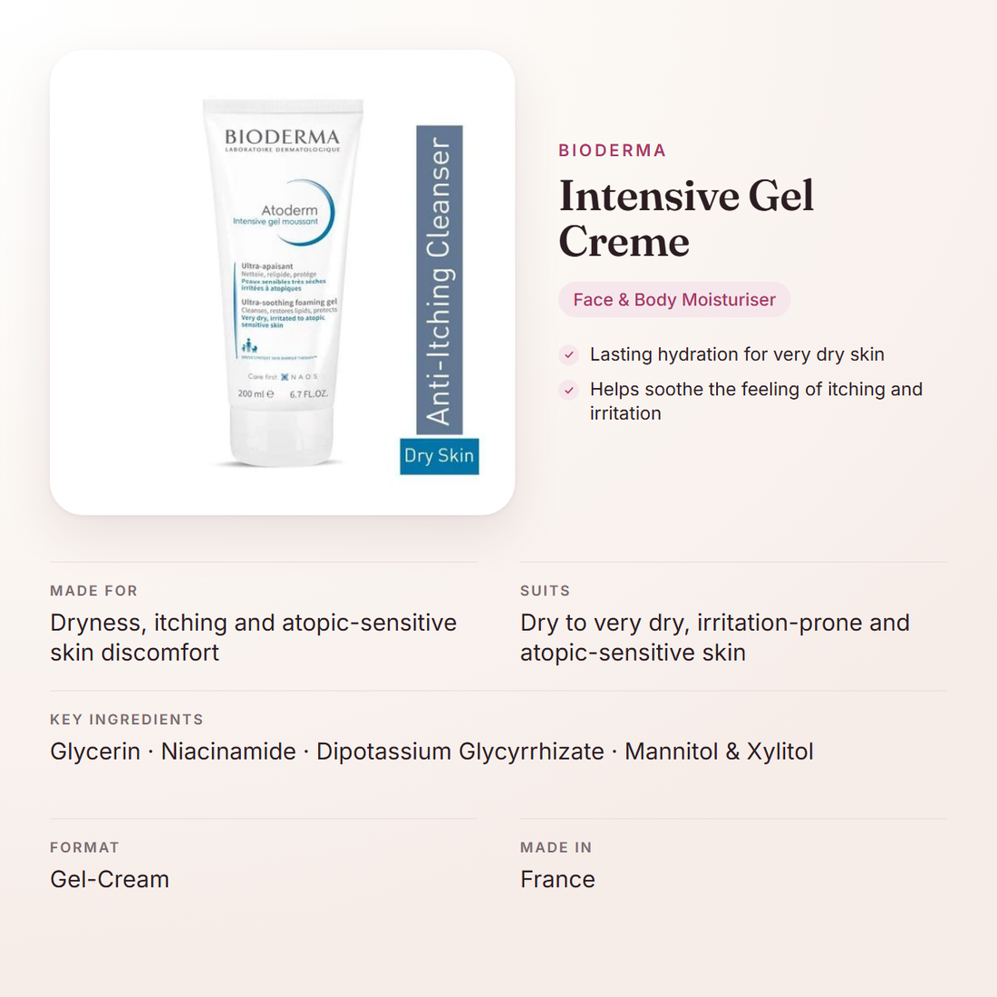 Bioderma Intensive Gel Creme – at a glance: what it is for, who it suits and key ingredients