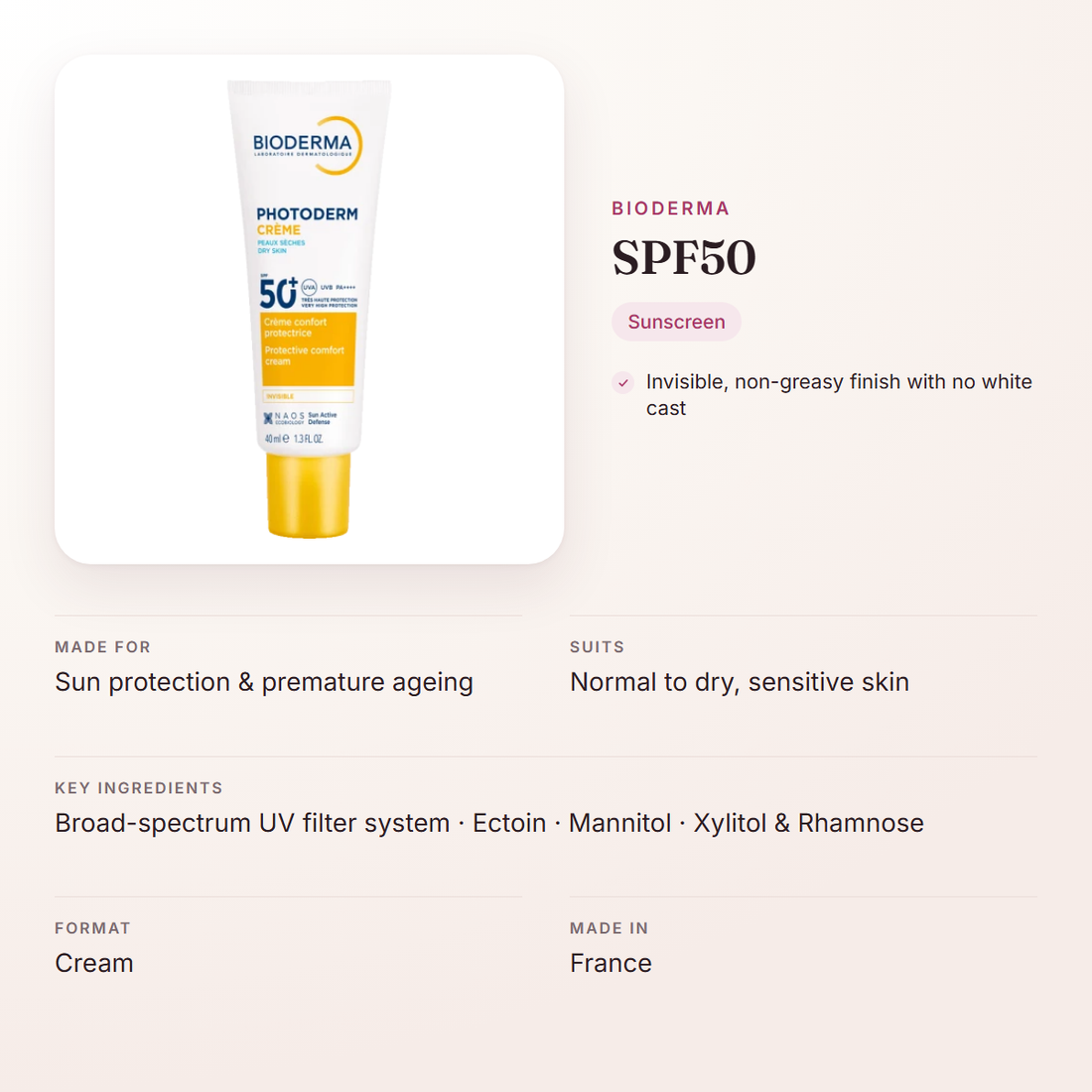 Bioderma SPF50 – at a glance: what it is for, who it suits and key ingredients