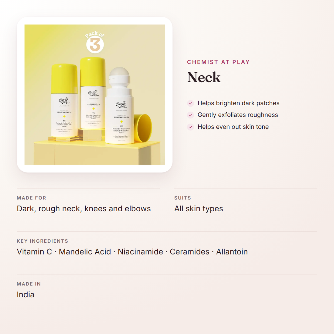 Chemist At Play Neck – at a glance: what it is for, who it suits and key ingredients