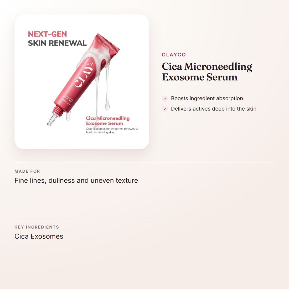 ClayCo Cica Microneedling Exosome Serum – at a glance: what it is for, who it suits and key ingredients