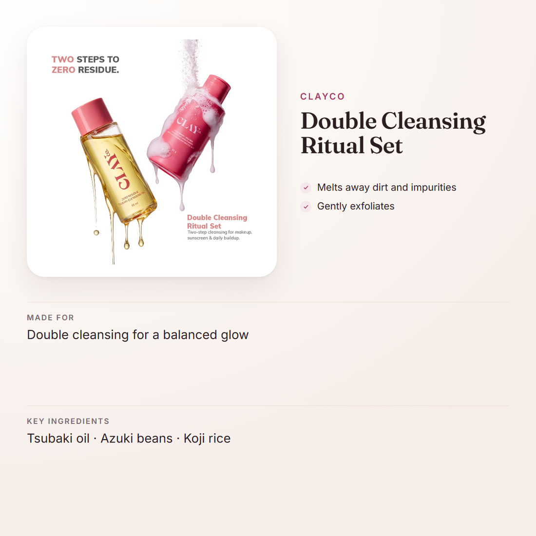 ClayCo Double Cleansing Ritual Set – at a glance: what it is for, who it suits and key ingredients