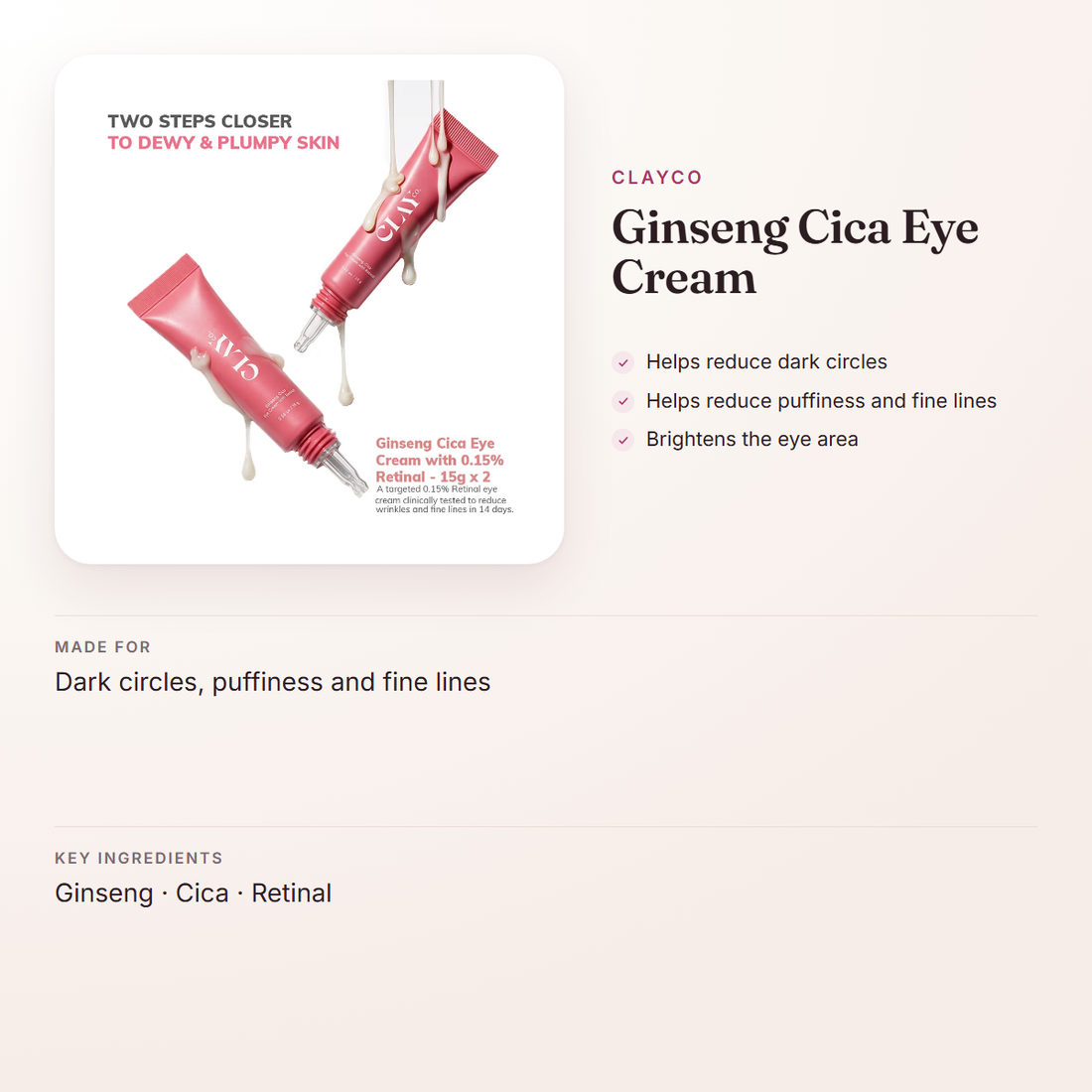 ClayCo Ginseng Cica Eye Cream – at a glance: what it is for, who it suits and key ingredients