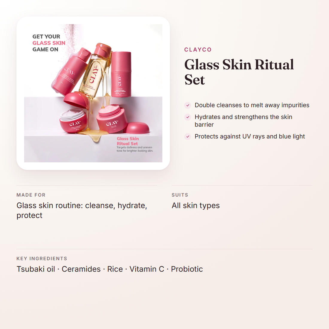 ClayCo Glass Skin Ritual Set – at a glance: what it is for, who it suits and key ingredients