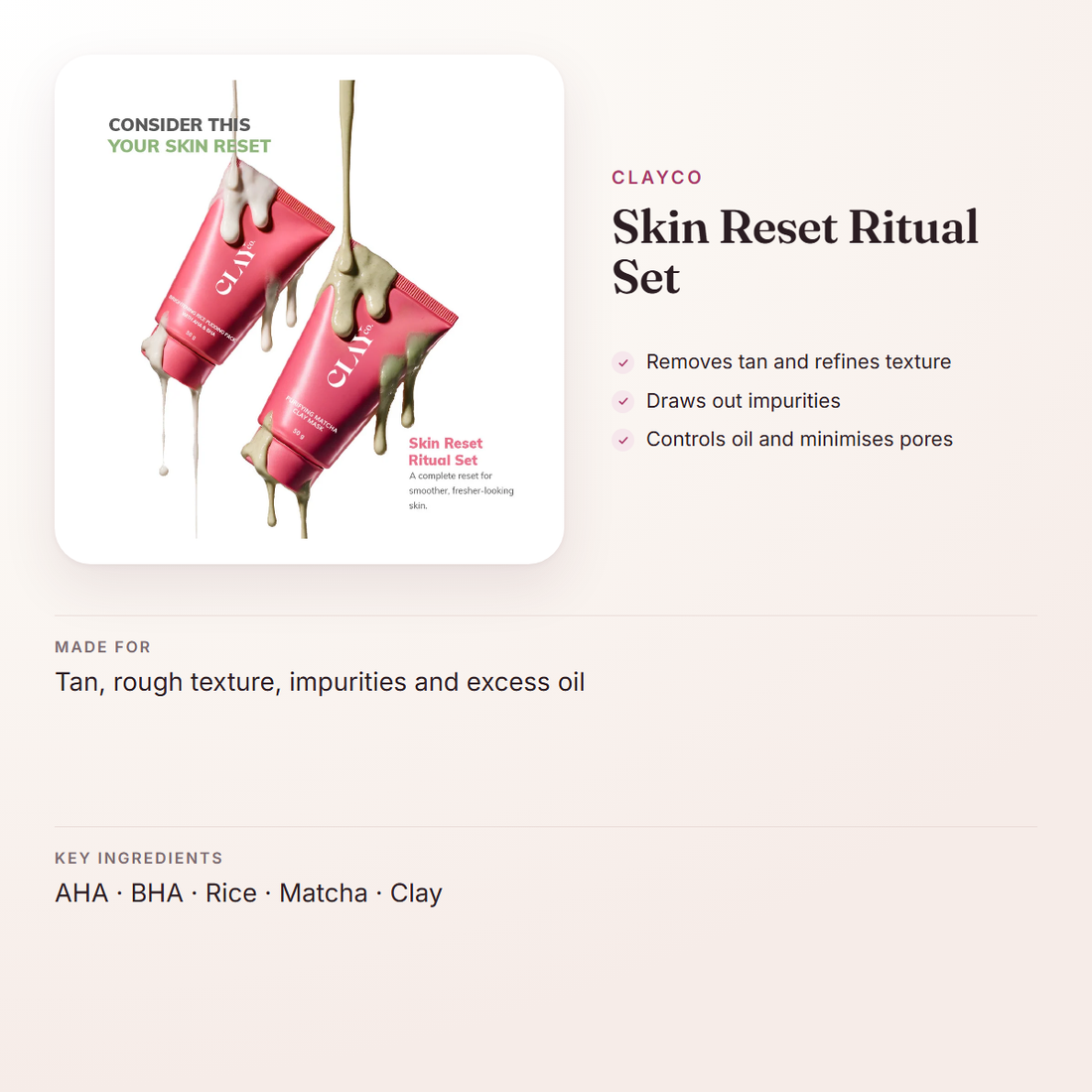 ClayCo Skin Reset Ritual Set – at a glance: what it is for, who it suits and key ingredients
