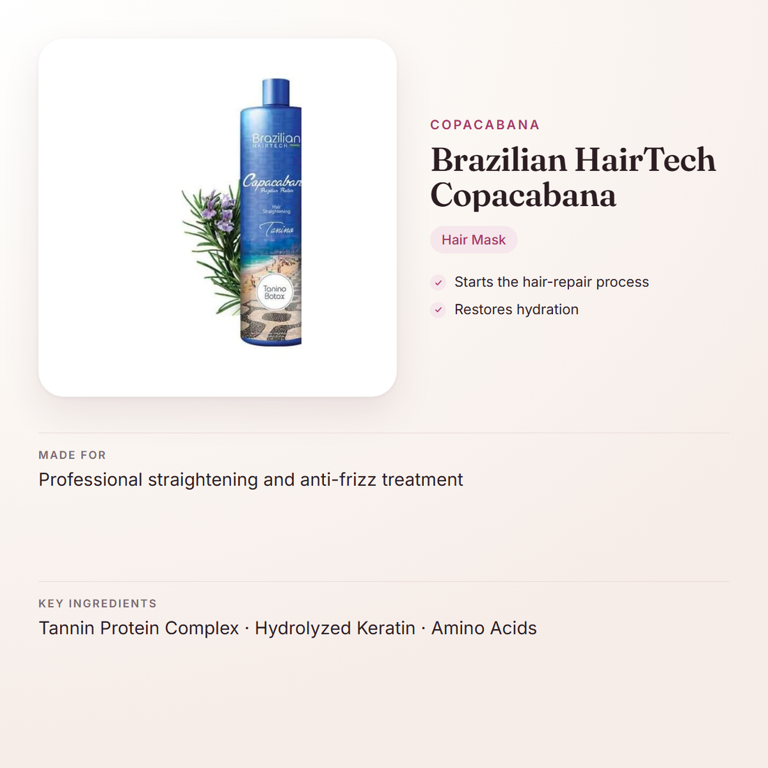 Copacabana Brazilian HairTech Copacabana – at a glance: what it is for, who it suits and key ingredients