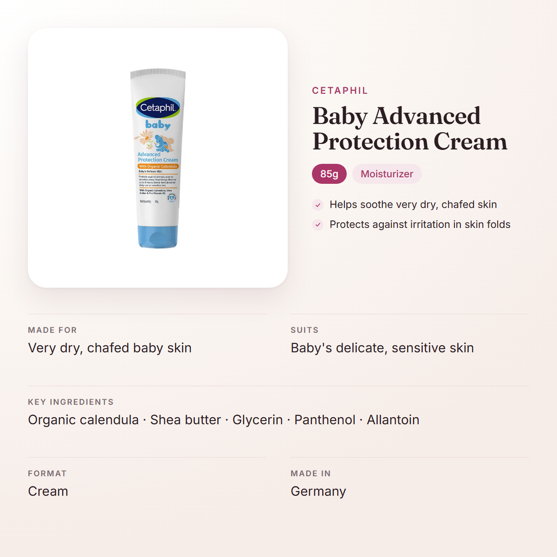 Cetaphil Baby Advanced Protection Cream (85g) – at a glance: what it is for, who it suits and key ingredients