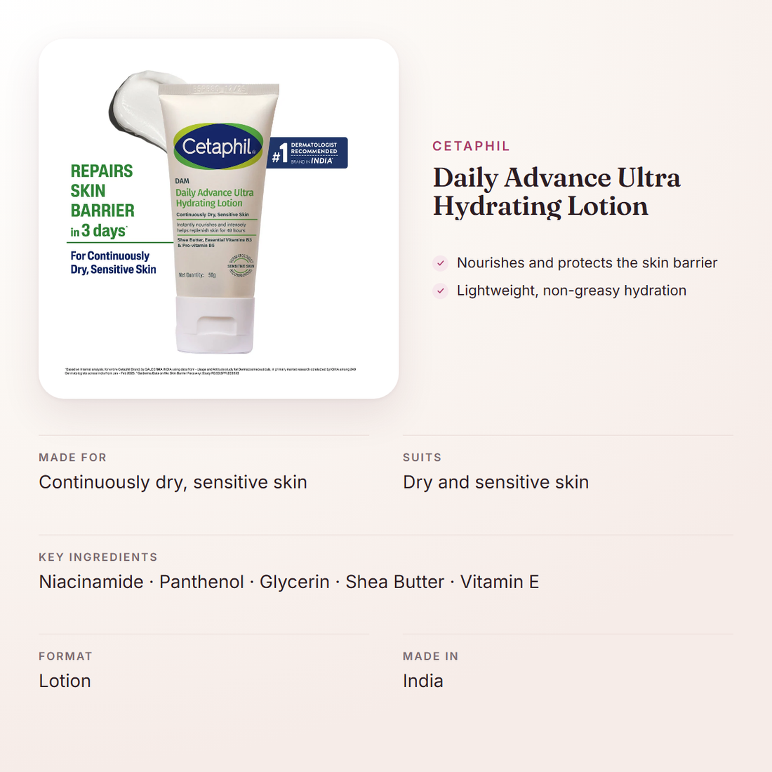 Cetaphil Daily Advance Ultra Hydrating Lotion – at a glance: what it is for, who it suits and key ingredients