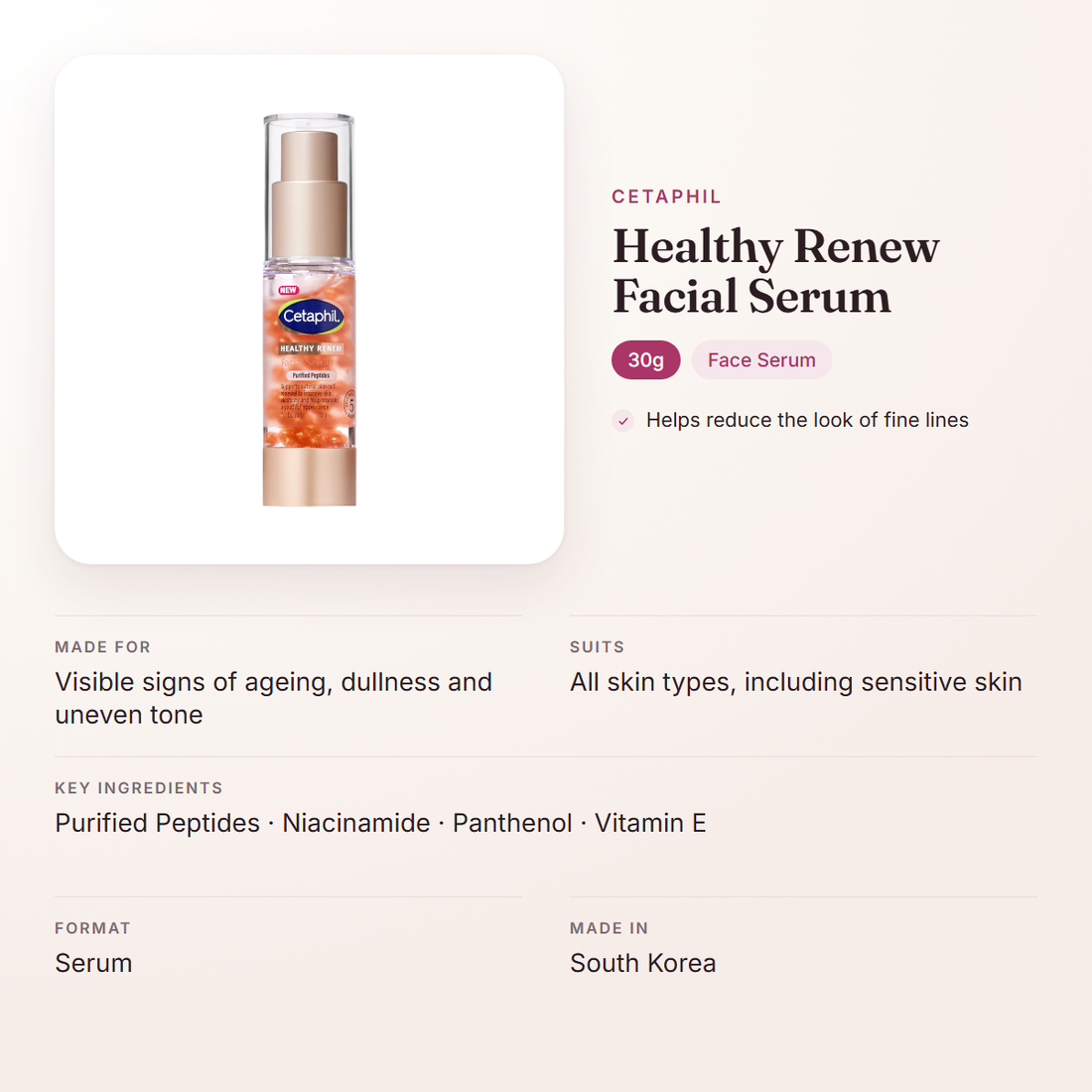 Cetaphil Healthy Renew Facial Serum (30g) – at a glance: what it is for, who it suits and key ingredients
