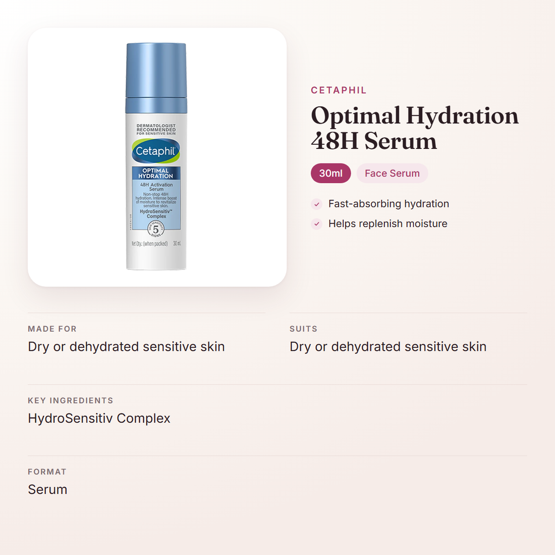 Cetaphil Optimal Hydration 48H Serum (30ml) – at a glance: what it is for, who it suits and key ingredients