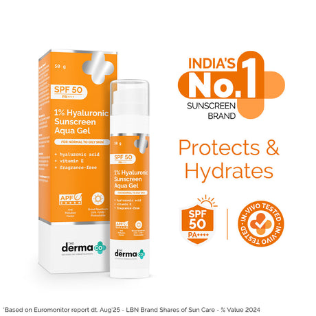 The Derma Co 1% Hyaluronic Sunscreen Aqua Gel with SPF 50 & PA++++