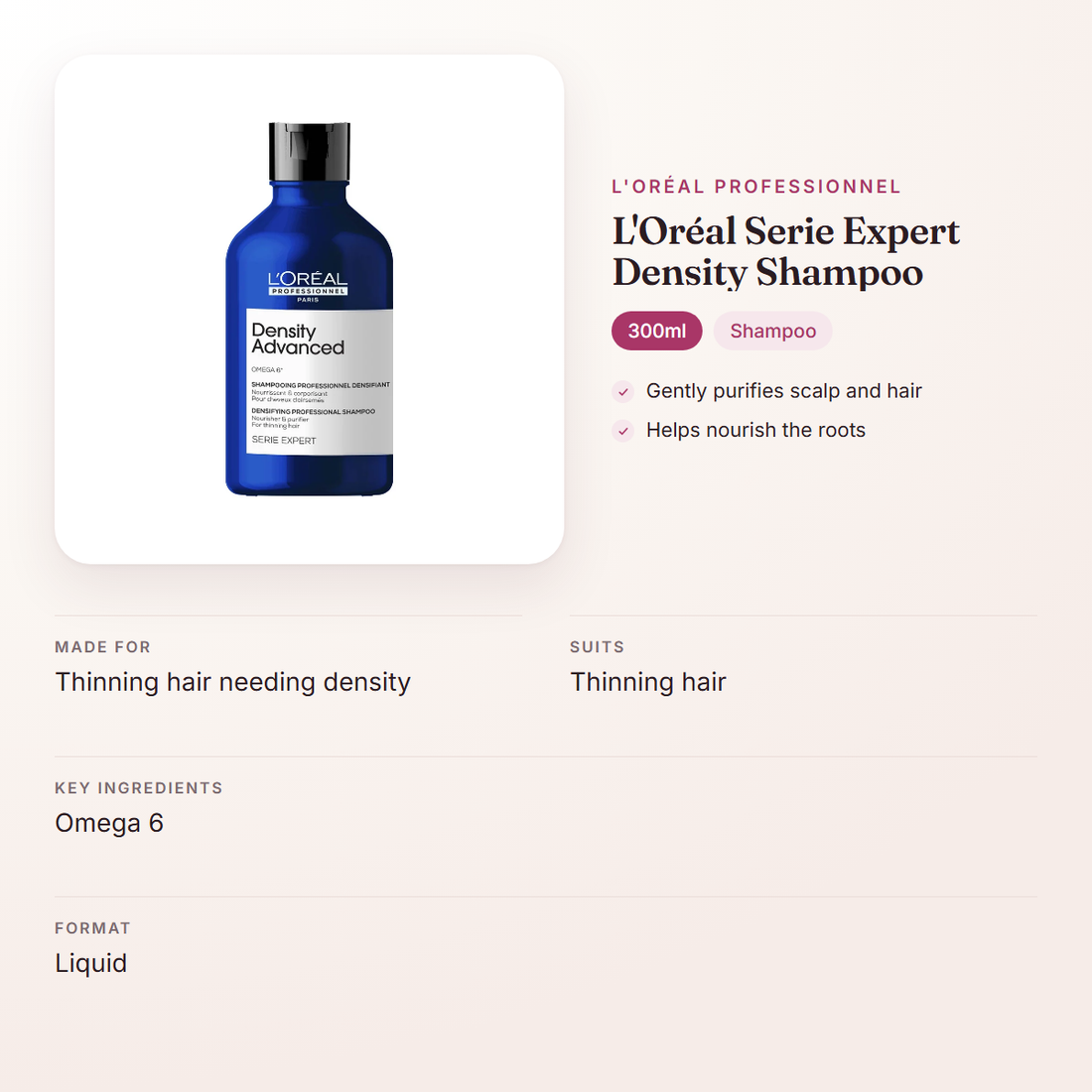 L'Oréal Professionnel L'Oréal Serie Expert Density Shampoo (300ml) – at a glance: what it is for, who it suits and key ingredients