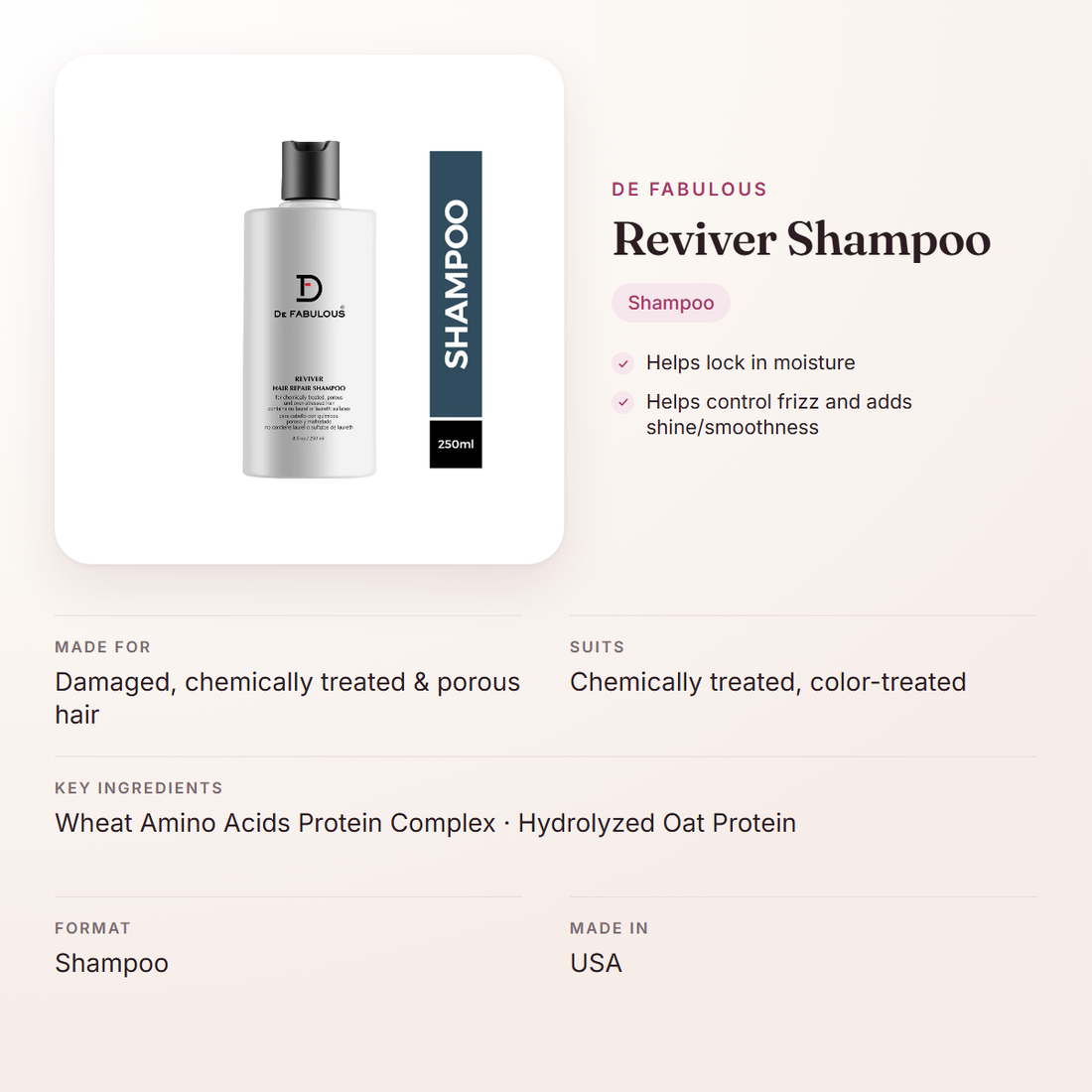 De Fabulous Reviver Shampoo – at a glance: what it is for, who it suits and key ingredients