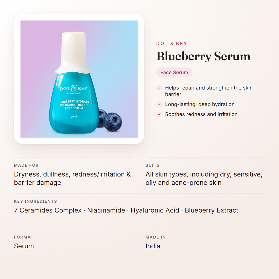 Dot & Key Blueberry Serum – at a glance: what it is for, who it suits and key ingredients