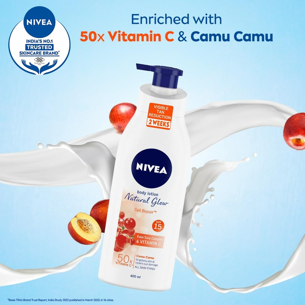 NIVEA Body Lotion Natural Glow Cell Repair SPF 15 (with 50x Vitamin C) (400ml) – photo 5