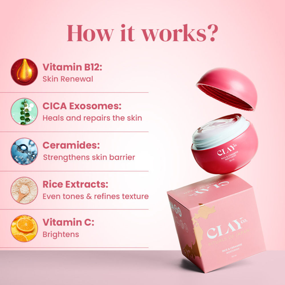 ClayCo Rice & Ceramide Moisturiser With Exosomes, Vitamin B12 & Cica For Barrier Repair & Glow – photo 3