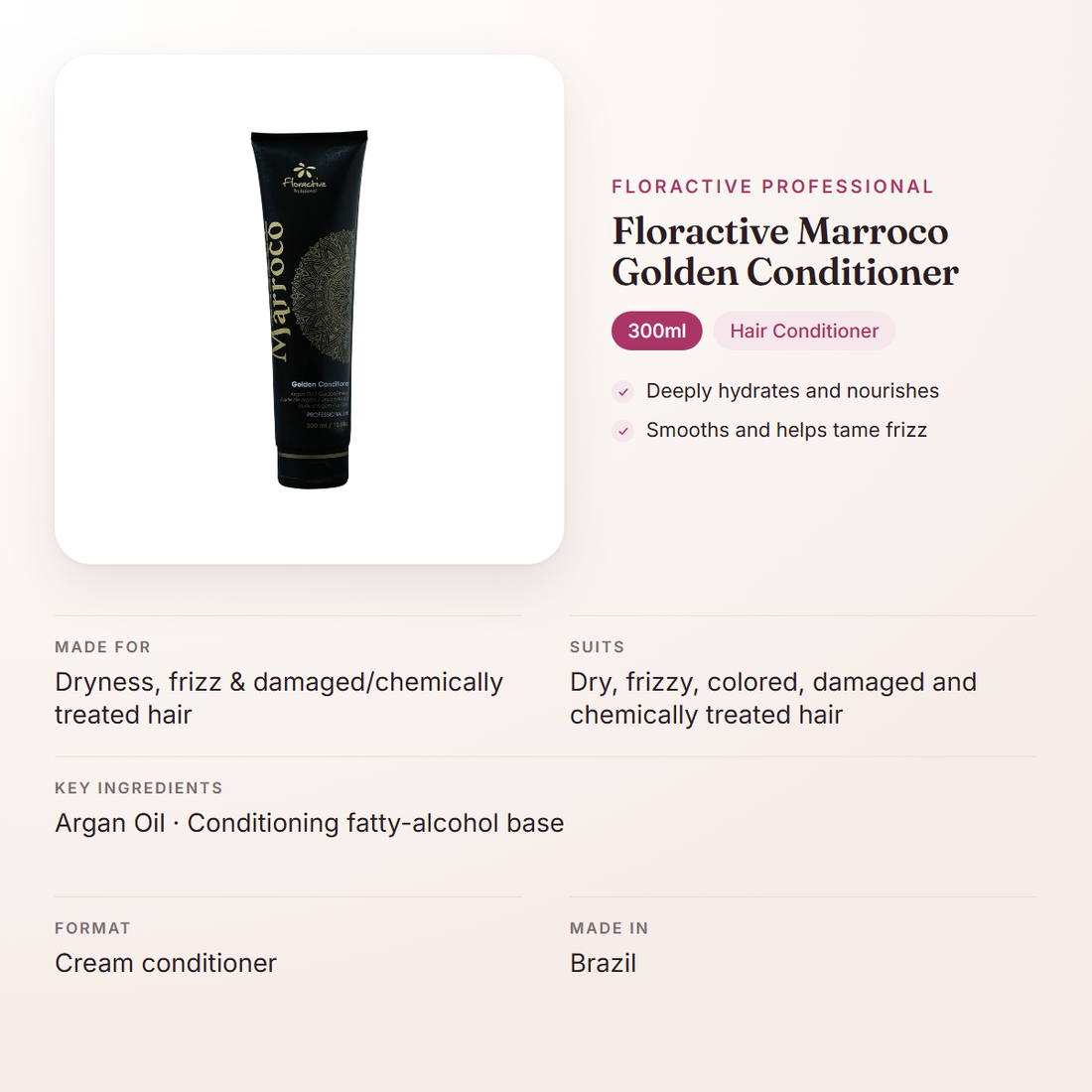 Floractive Professional Floractive Marroco Golden Conditioner (300ml) – at a glance: what it is for, who it suits and key ingredients
