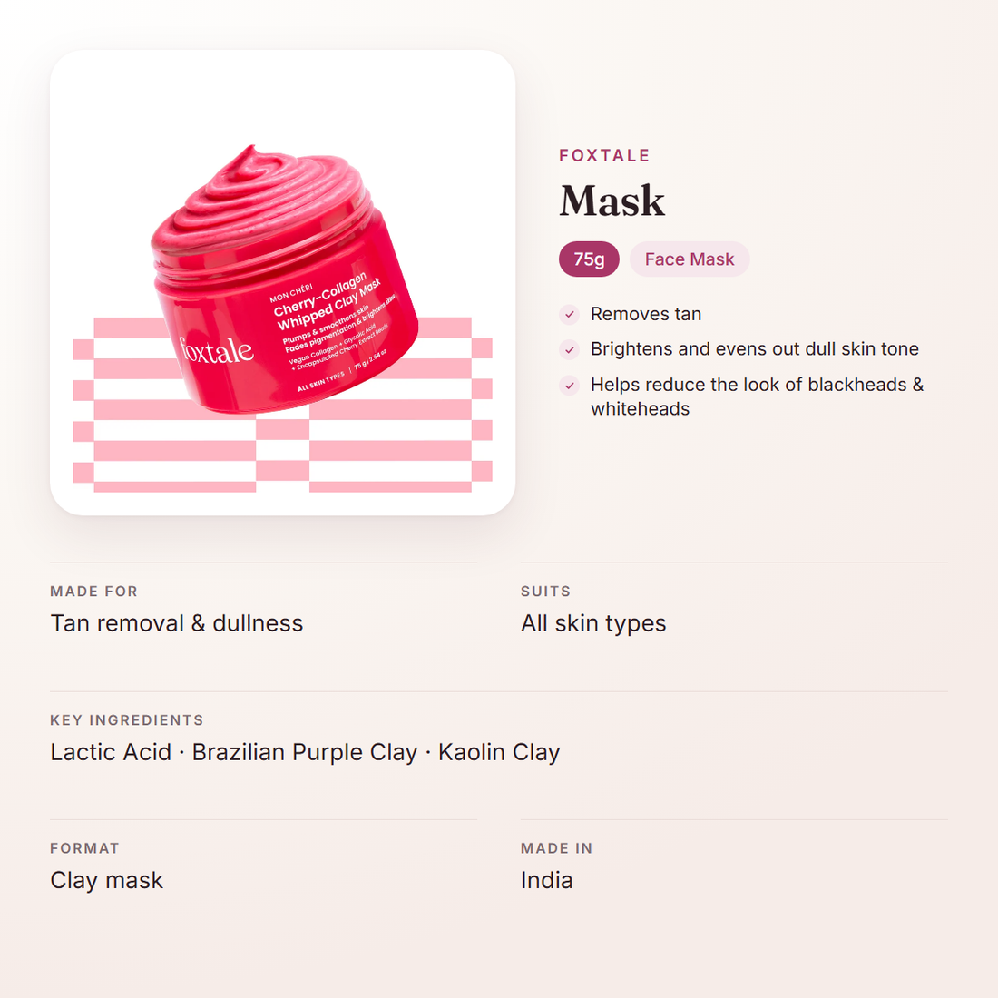 Foxtale Mask (75g) – at a glance: what it is for, who it suits and key ingredients