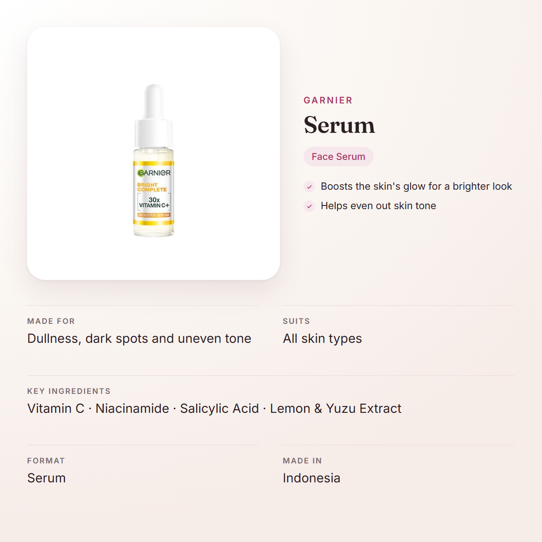 Garnier Serum – at a glance: what it is for, who it suits and key ingredients