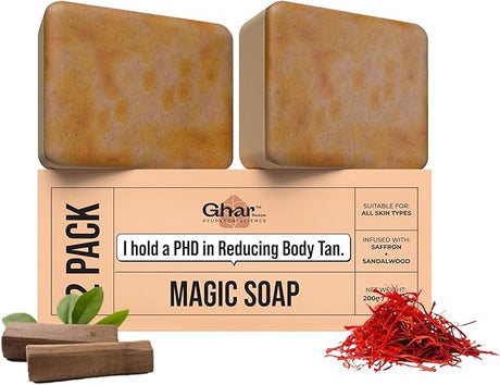 GHAR SOAPS Sandalwood & Saffron Magic Soap (Chandan & Kesar Bath Soap, 100g)