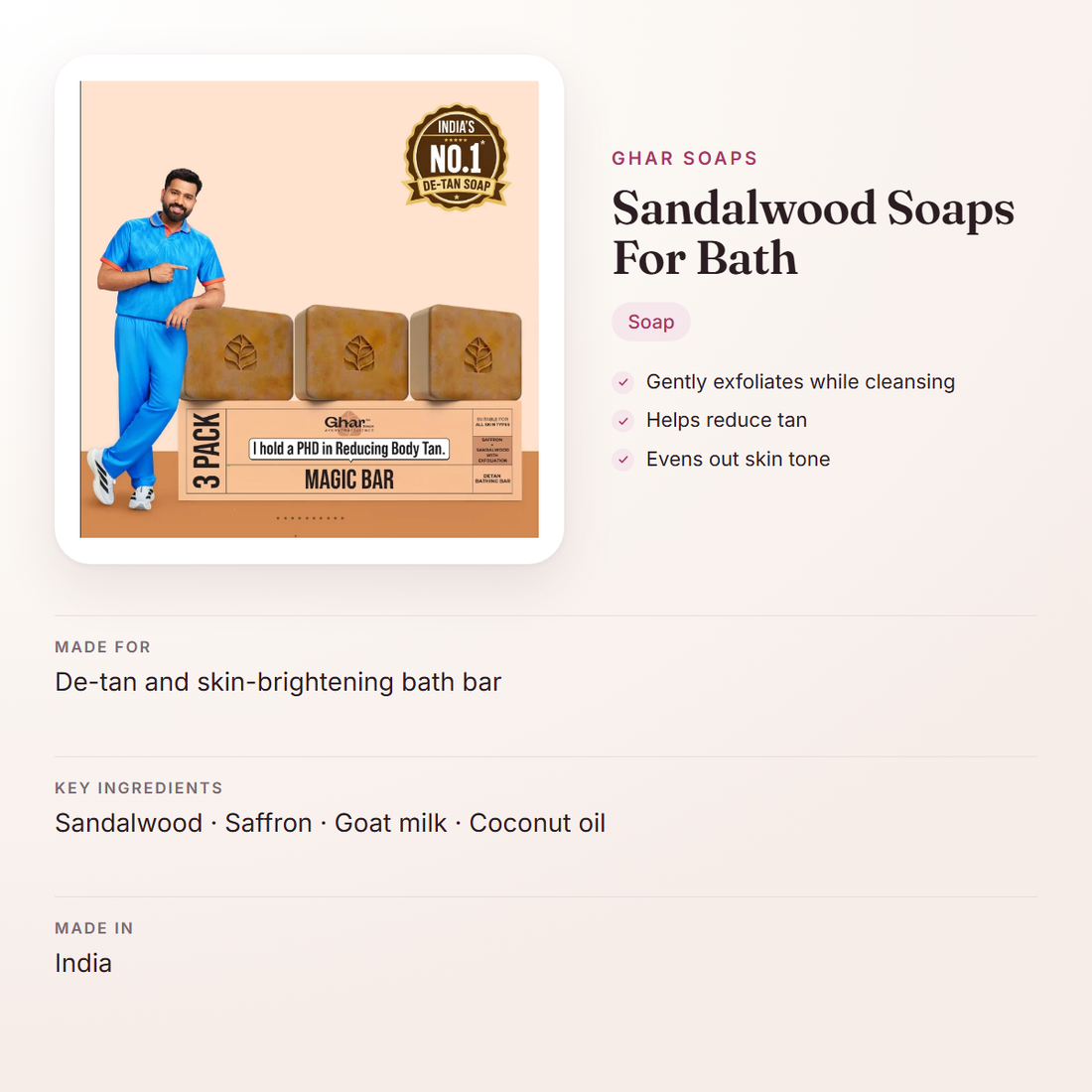 Ghar Soaps Sandalwood Soaps For Bath – at a glance: what it is for, who it suits and key ingredients