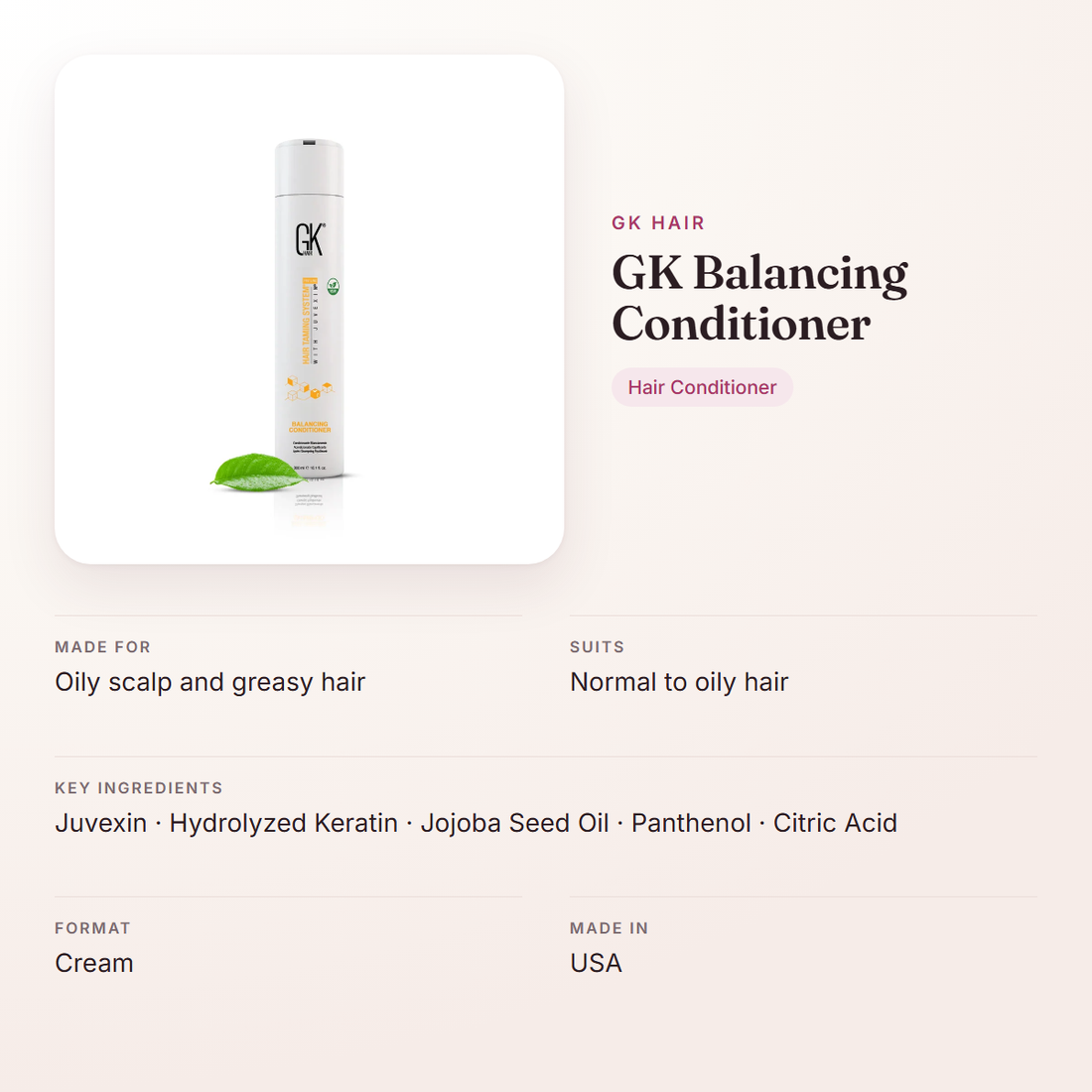 GK Hair GK Balancing Conditioner – at a glance: what it is for, who it suits and key ingredients