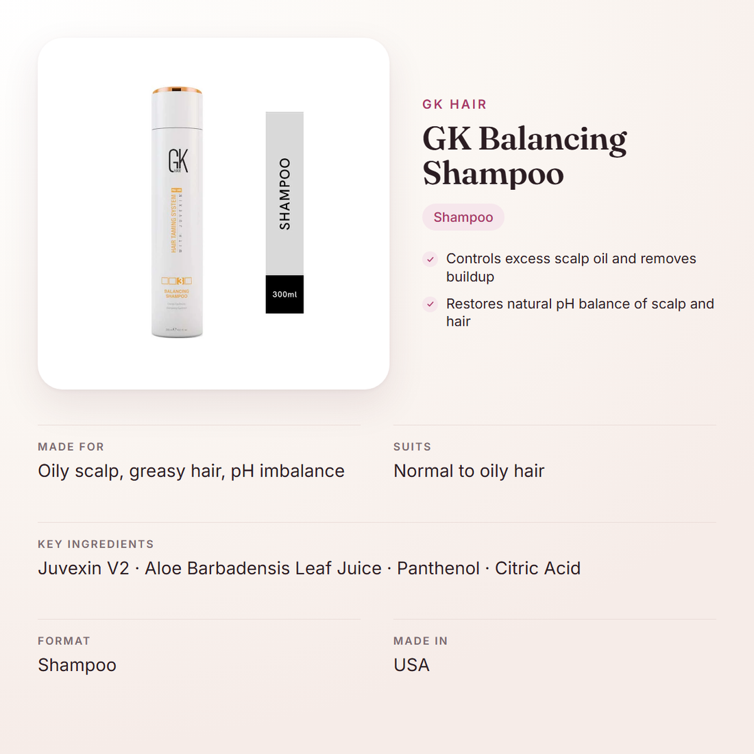 GK Hair GK Balancing Shampoo – at a glance: what it is for, who it suits and key ingredients