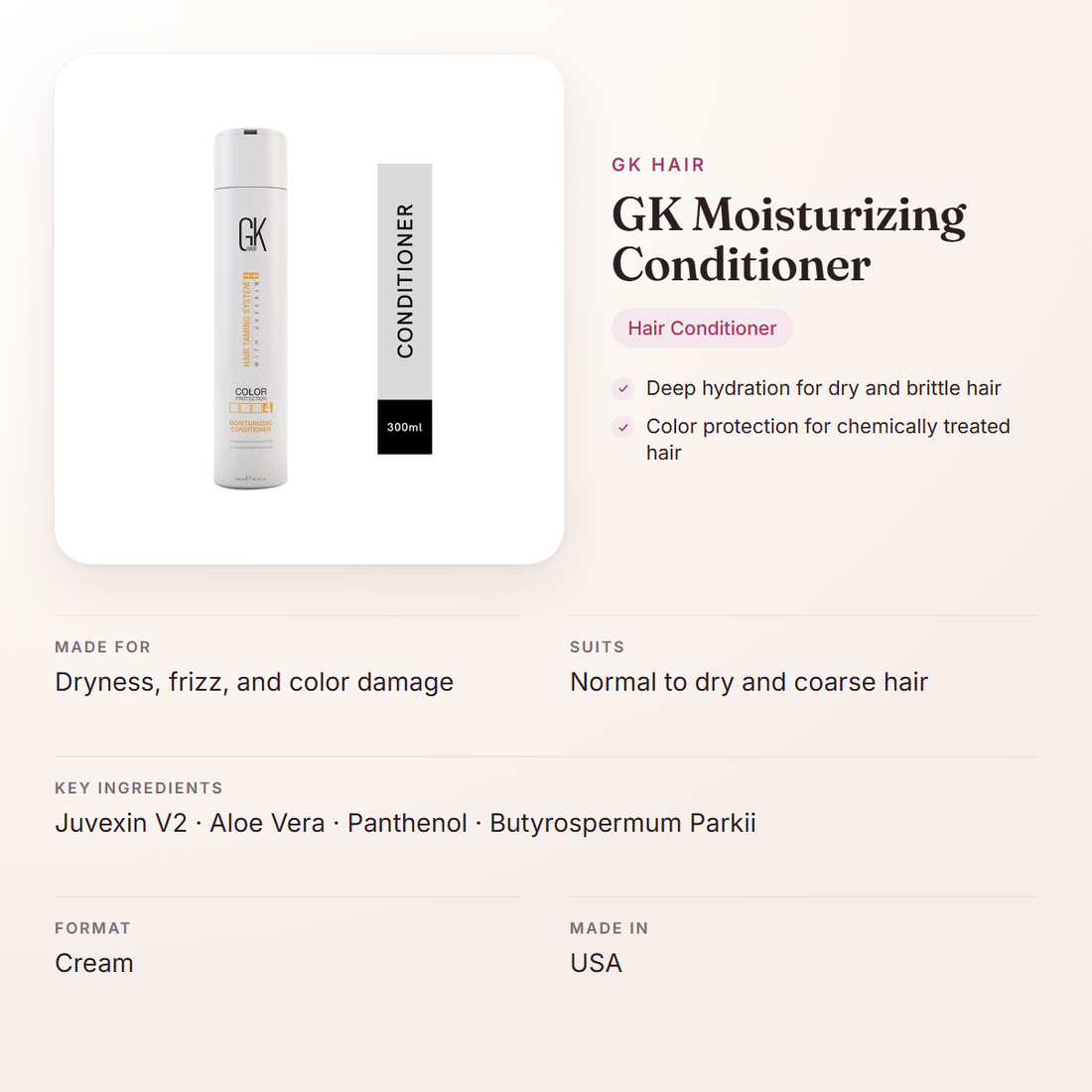 GK Hair GK Moisturizing Conditioner – at a glance: what it is for, who it suits and key ingredients