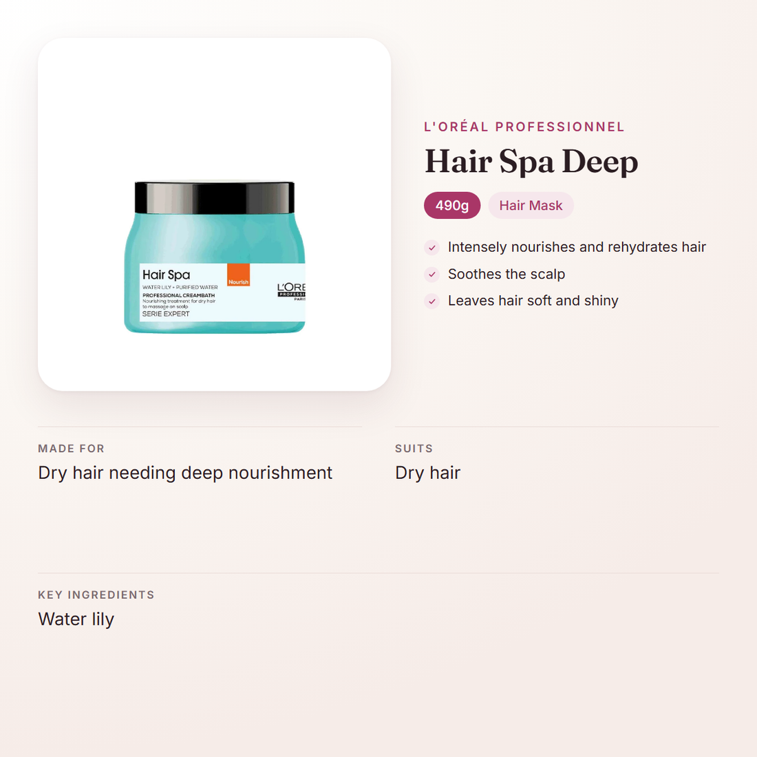L'Oréal Professionnel Hair Spa Deep (490g) – at a glance: what it is for, who it suits and key ingredients
