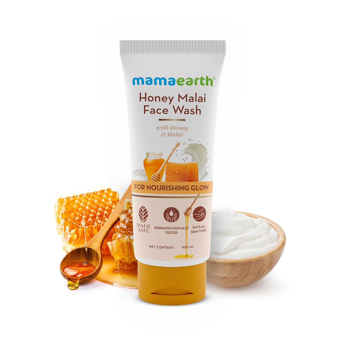 Mamaearth Honey Malai Face Wash with Honey & Malai For Nourishing Glow - 100 ml – photo 1