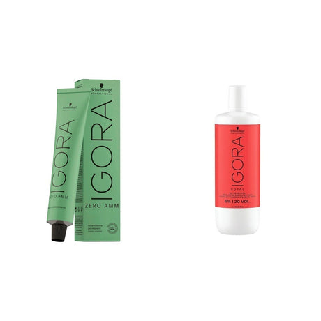 Schwarzkopf Professional IGORA ZERO AMM (60 ml) + IGORA 6% 20 Vol Oil Developer (1000 ml) Combo