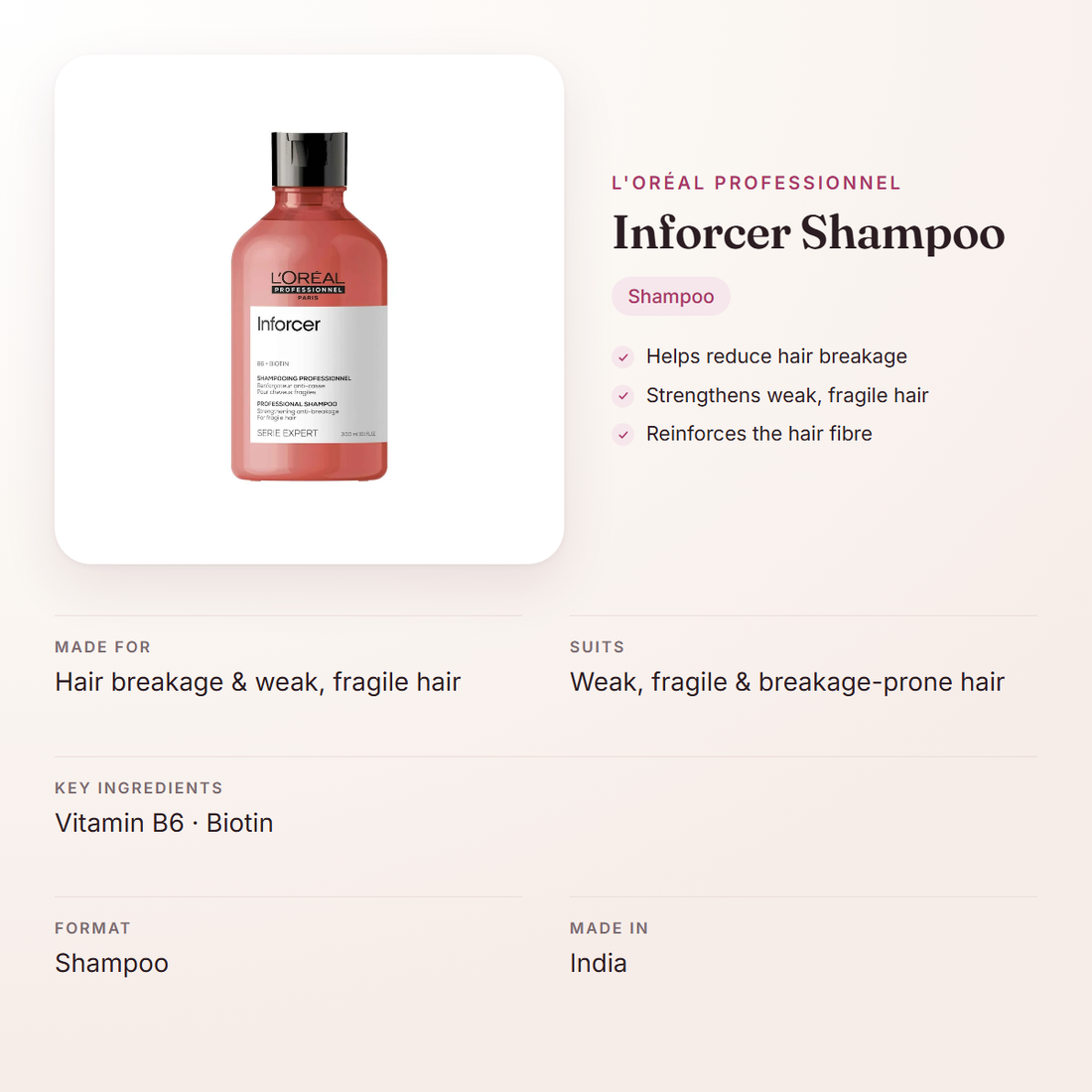 L'Oréal Professionnel Inforcer Shampoo – at a glance: what it is for, who it suits and key ingredients