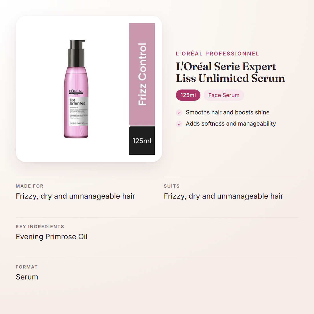 L'Oréal Professionnel L'Oréal Serie Expert Liss Unlimited Serum (125ml) – at a glance: what it is for, who it suits and key ingredients