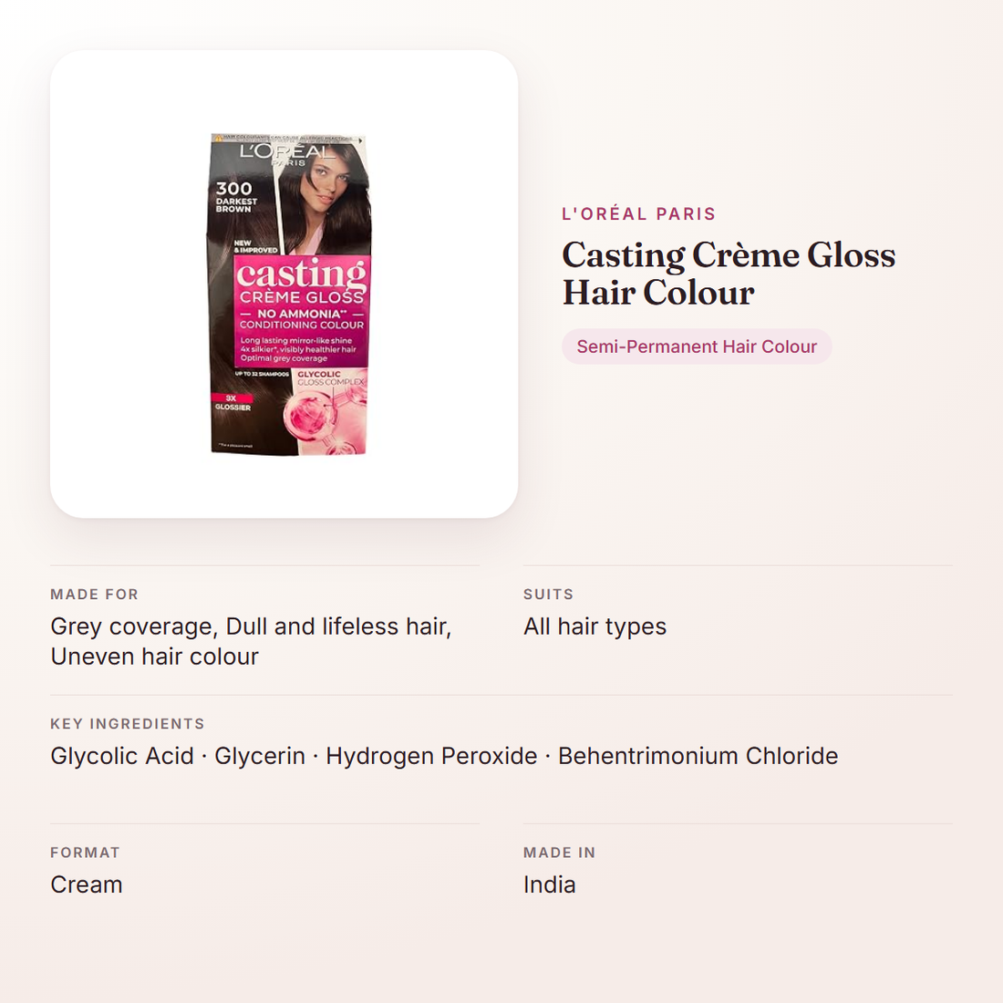 L'Oréal Paris Casting Crème Gloss Hair Colour – at a glance: what it is for, who it suits and key ingredients