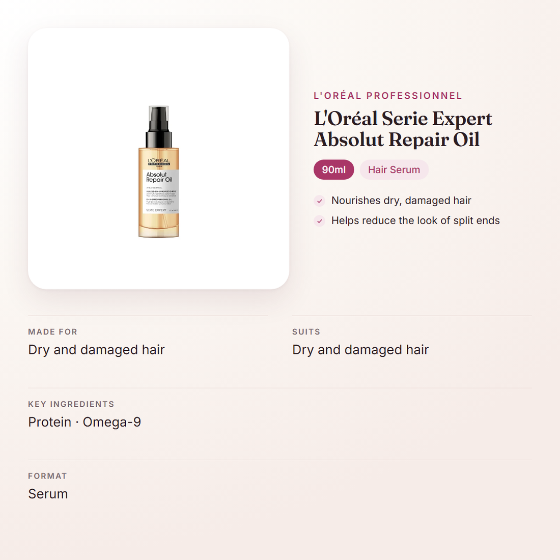 L'Oréal Professionnel L'Oréal Serie Expert Absolut Repair Oil (90ml) – at a glance: what it is for, who it suits and key ingredients
